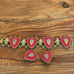 Arthur Pepper Vintage 1950s-60s Crown Shield Bracelet and Earrings
